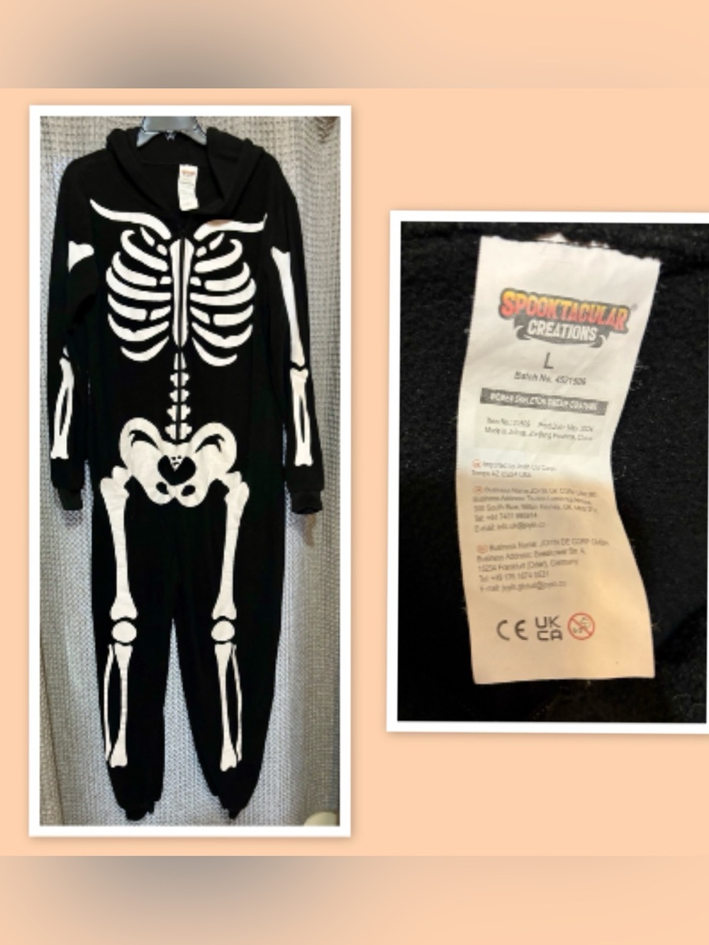 Spooktacular Creations Unisex Skeleton Pajama Costume ~ Size Large